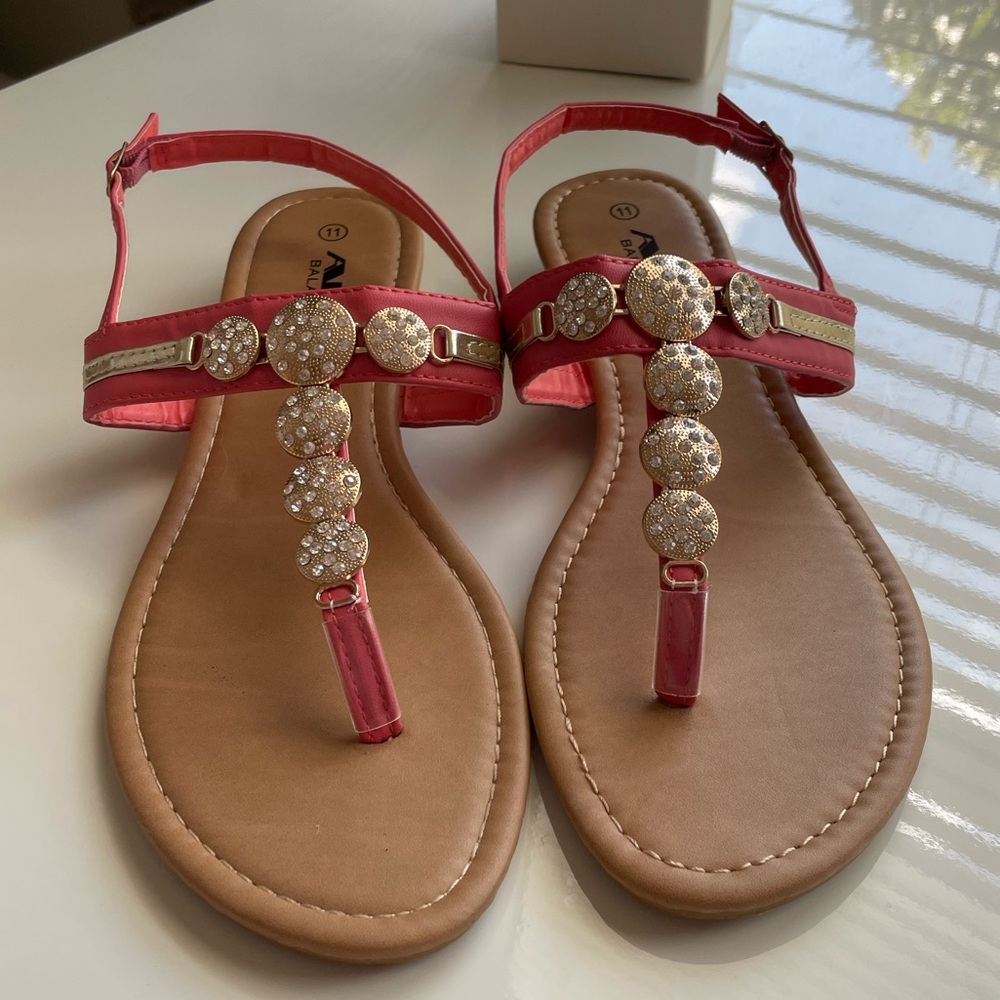 AIR BALANCE CORAL EMBELLISHED SANDALS IN SIZE 11